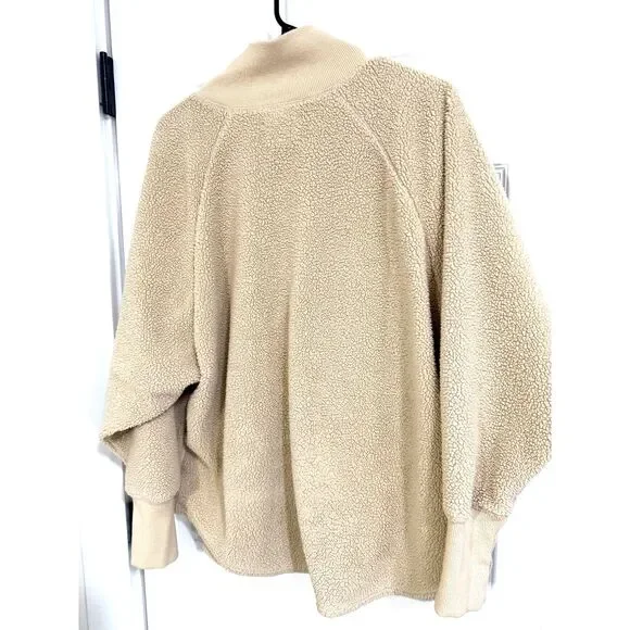 Aerie Offline Oversized Sherpa Quarter Zip in Soft Oat | Womens Size Small - Picture 4 of 12